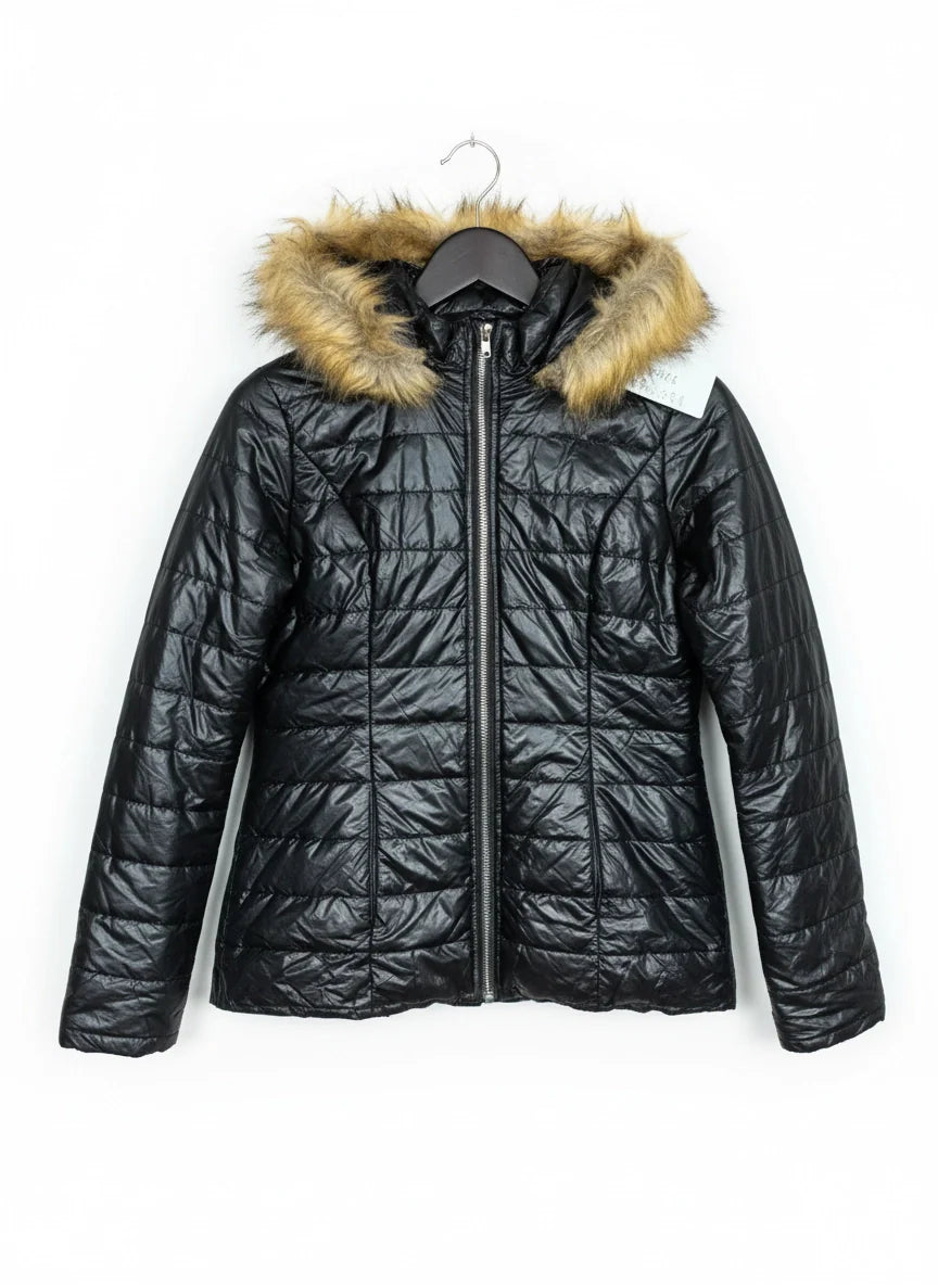 Preloved Premium Bomber & Puffer Jackets by Unknown, Black Polyester for Women - OTS Thrift Shop Islamabad Pakistan