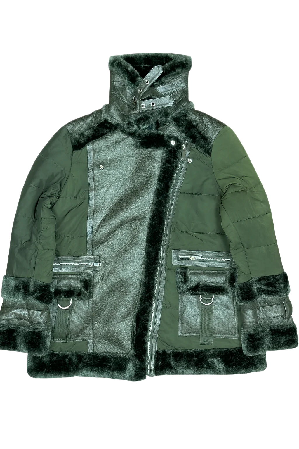 Shop Premium Bomber & Puffer Jackets by River Island | Preloved Branded Clothes | Olive Polyester | Women | OTS Thrift Store Islamabad Pakistan