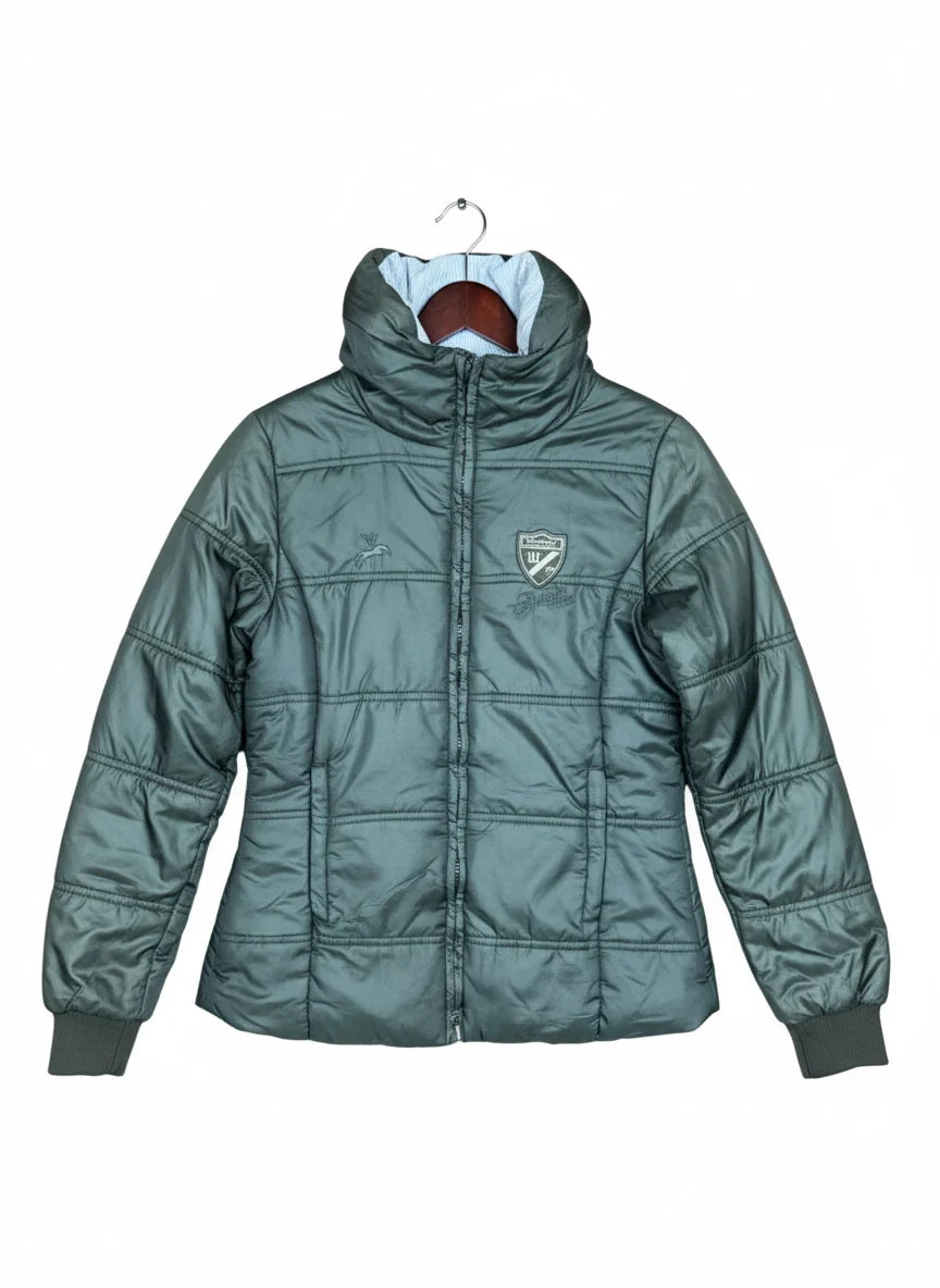 Secondhand Branded Bomber & Puffer Jackets by Spooks, Brown Polyester fabric, Premium Plus condition, for Women - Online Thrift Shop Peshawar Pakistan