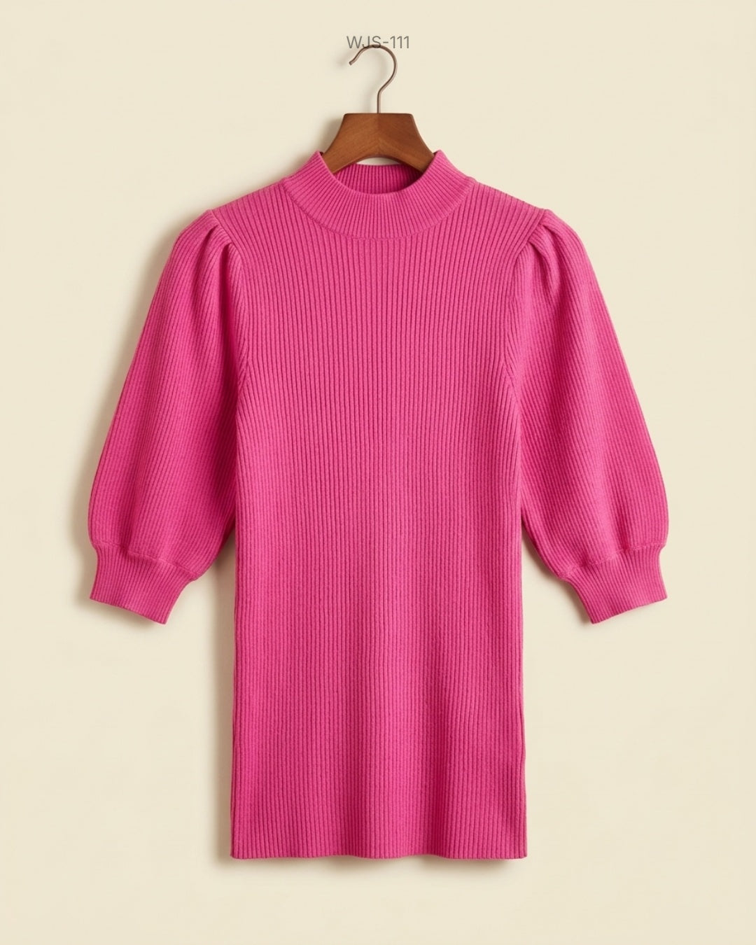 Next Magenta Mock Neck Puff Sleeve Knit Top buy preloved clothing online Pakistan
