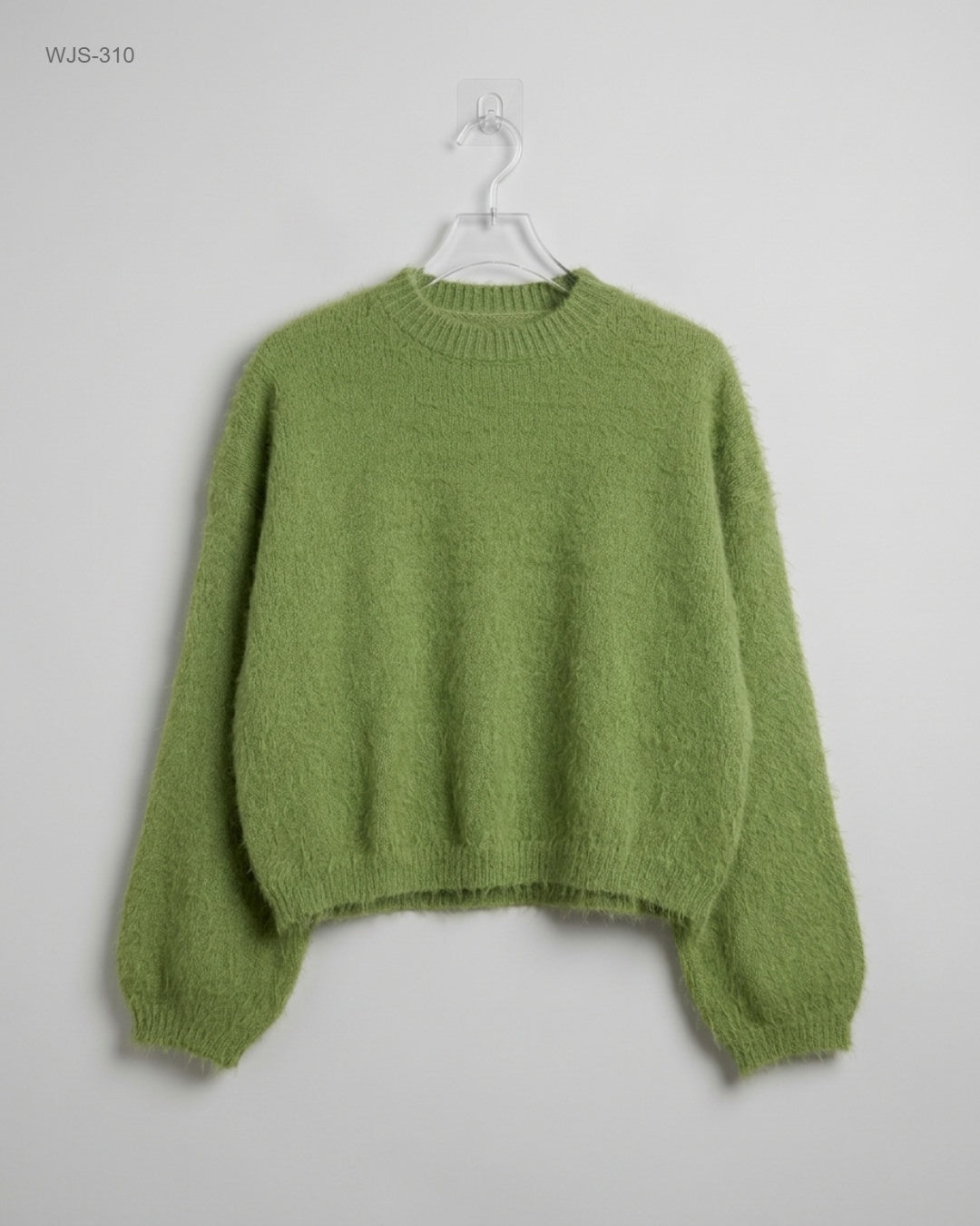 CUT LABEL Green Fuzzy Crew Neck Sweater buy preloved clothing online Pakistan