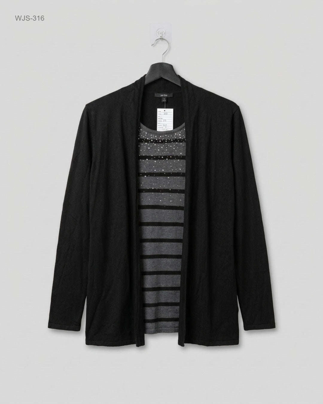 ZAMBA Black Layered Cardigan & Embellished Top buy preloved clothing online Pakistan