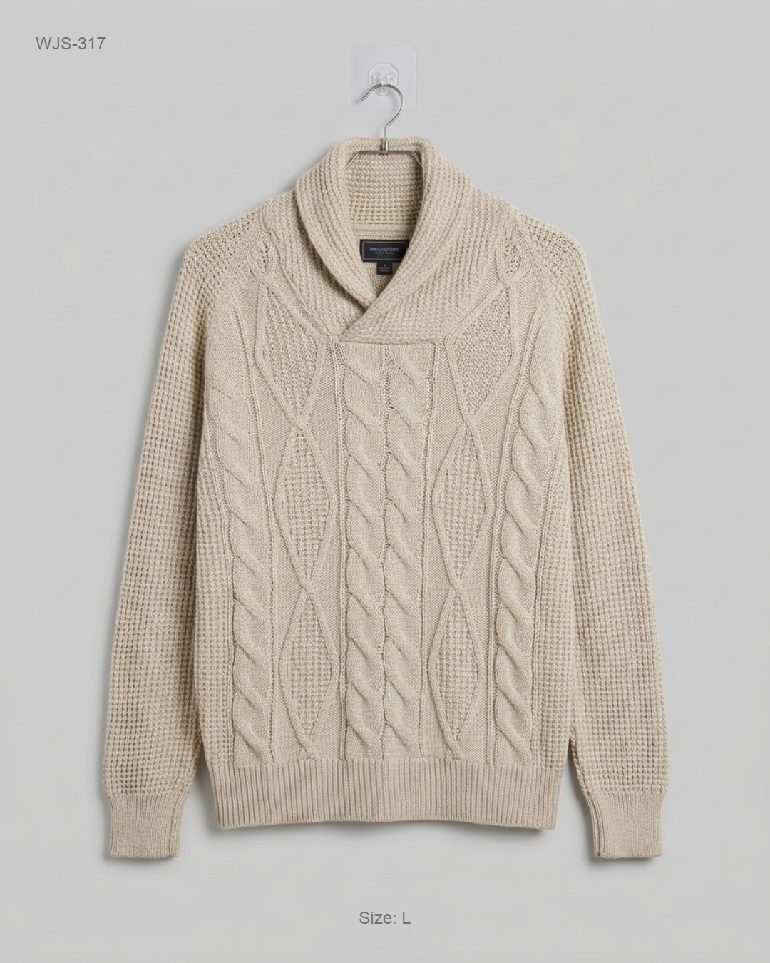 Zara Beige Shawl Collar Cable Knit Sweater buy preloved clothing online Pakistan