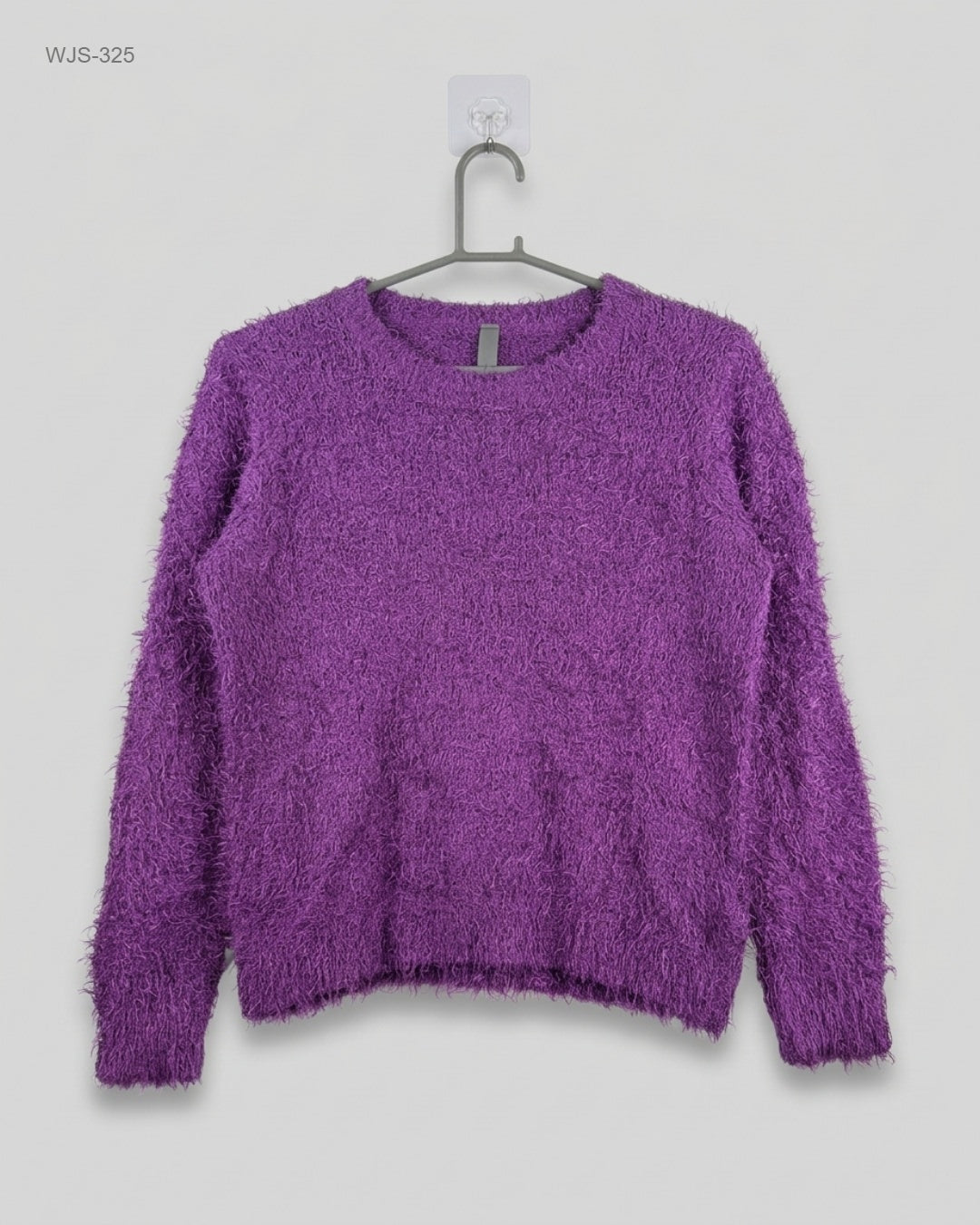 CUT LABEL Purple Fuzzy Crew Neck Sweater buy preloved clothing online Pakistan