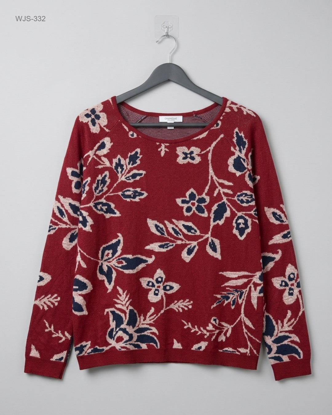 Promod Maroon Floral Knit Pullover buy preloved clothing online Pakistan
