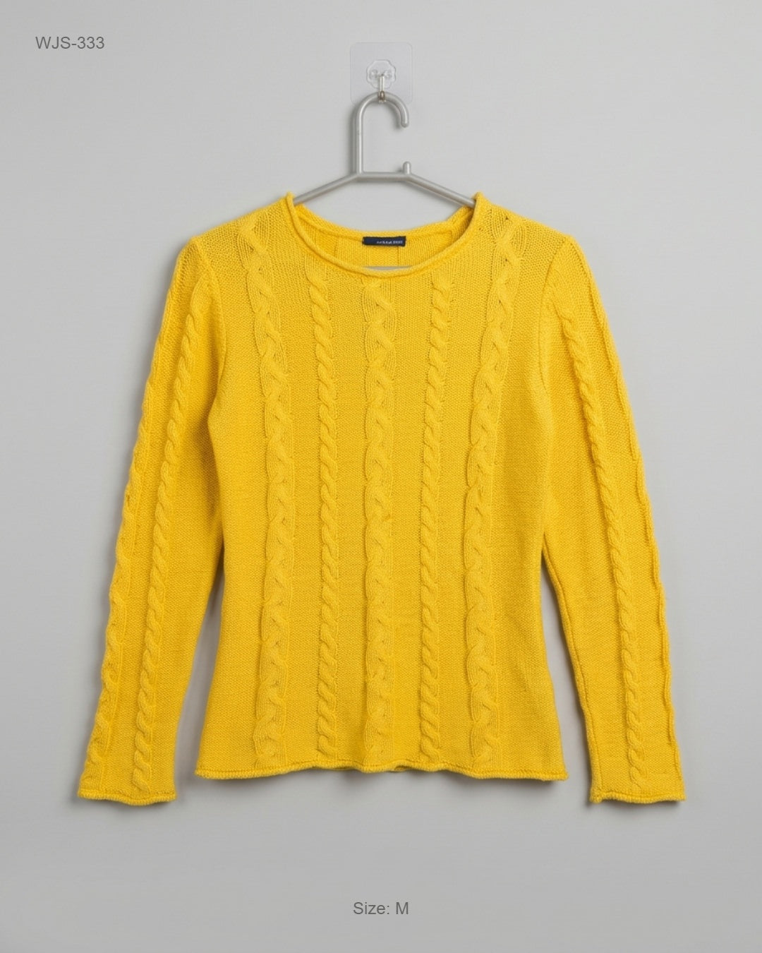 CUT LABEL Yellow Cable-Knit Crewneck Sweater buy preloved clothing online Pakistan