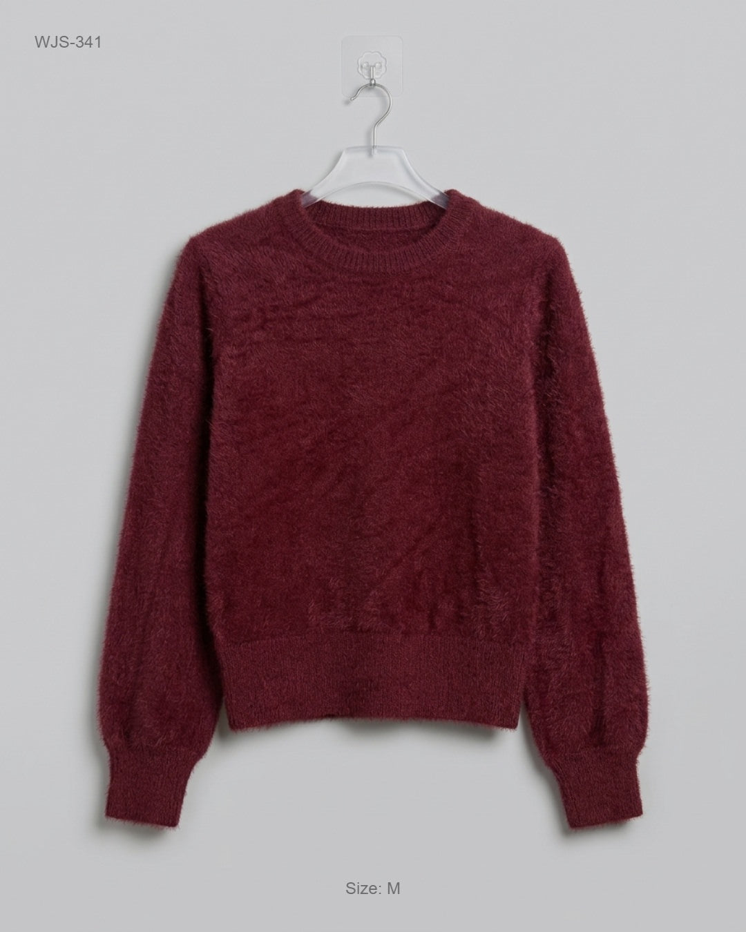 TALY WEIJL Maroon Fuzzy Crew-Neck Sweater buy preloved clothing online Pakistan