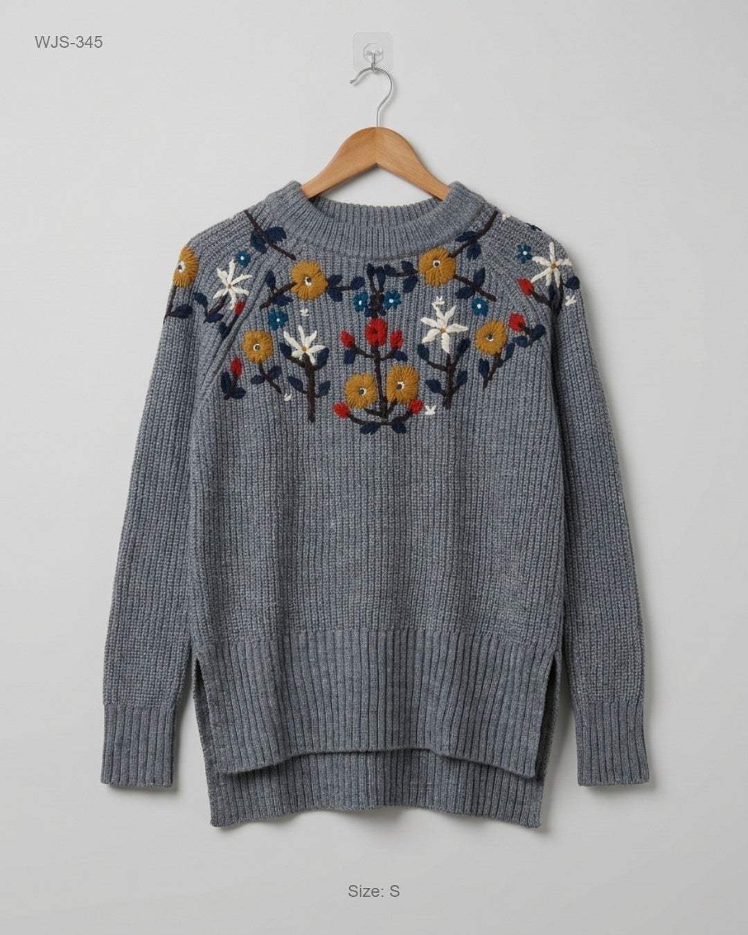 Zara Gray Embroidered Ribbed Sweater buy preloved clothing online Pakistan