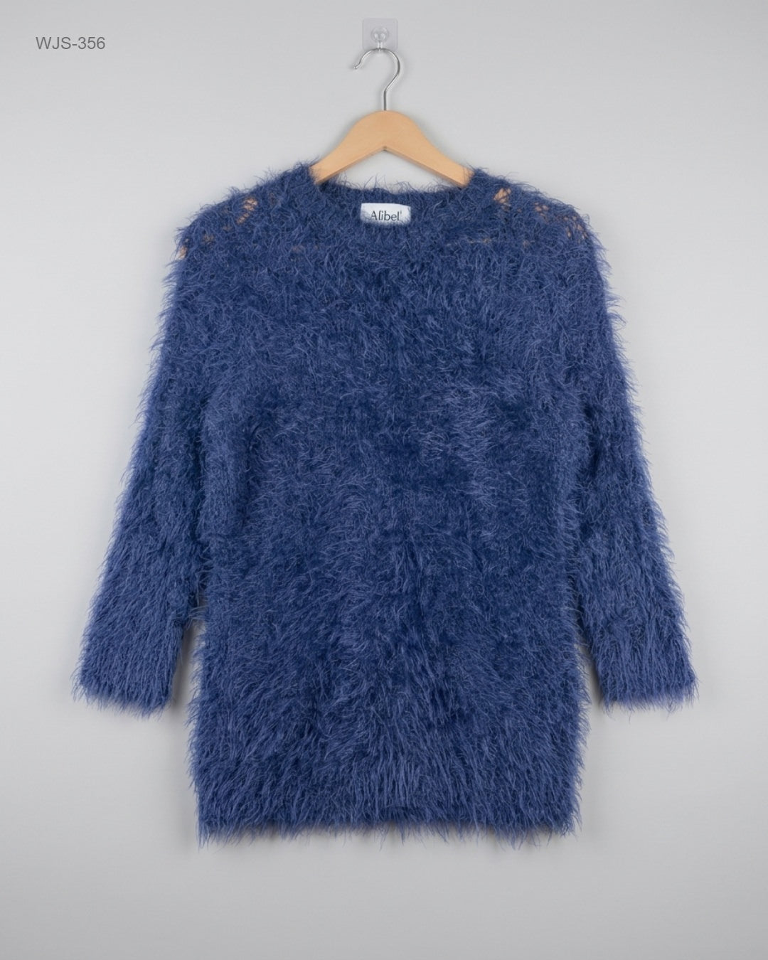 Afibel Blue Shaggy Eyelash Knit Sweater buy preloved clothing online Pakistan
