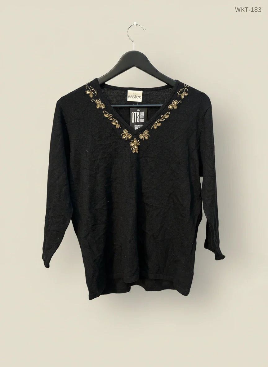 Winter Knitted Tops | eastex | Preloved Branded | Black lambswool | Premium | OTS Thrift Store Peshawar Pakistan