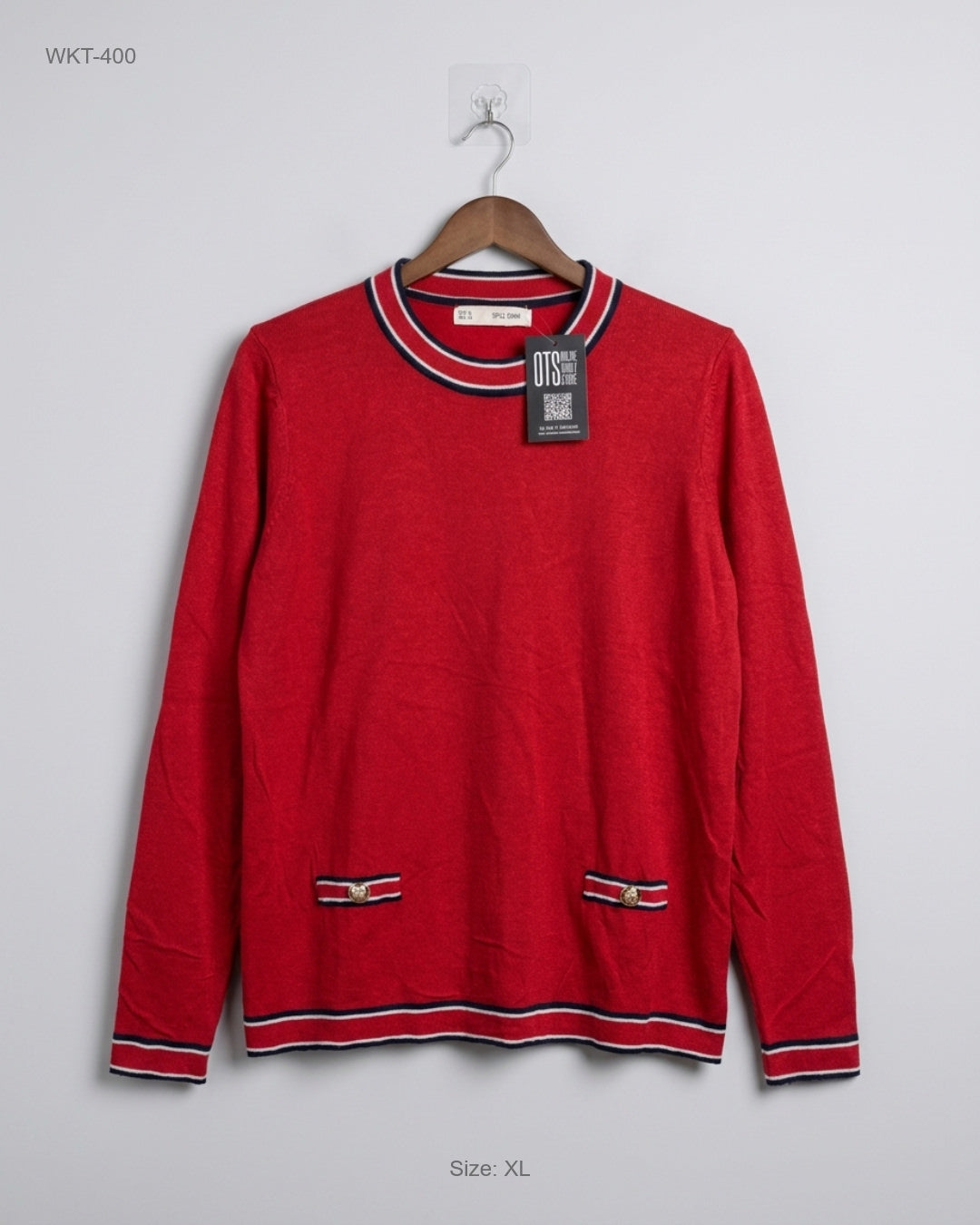 Preloved Premium Winter Knitted Tops by SFERA BASIC, Red Polyester for - OTS Thrift Shop Peshawar Pakistan