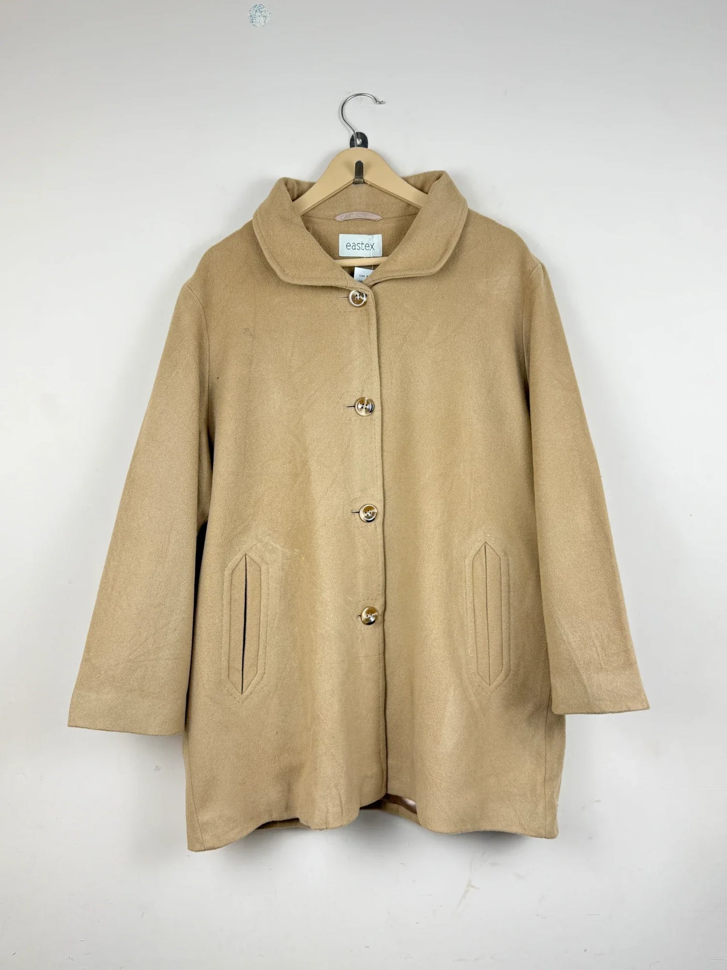 UK Imported secondhand Women's Winter Long Coat - East Ex brand, Beige Wool Lane, Premium condition, for Women - Online Thrift Store Lahore Pakistan