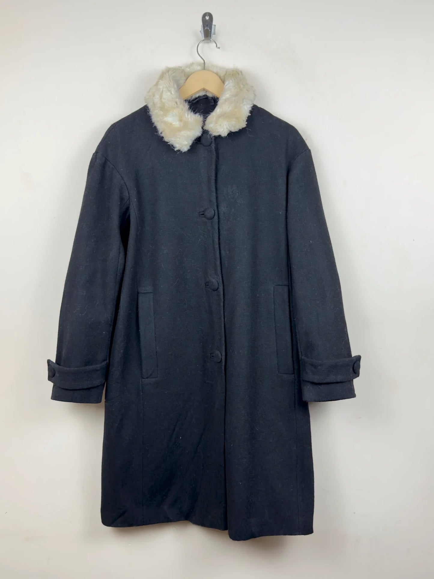 Secondhand Branded Women's Winter Long Coat by Topshop, Black Polyester fabric, Premium condition, for Women - Online Thrift Shop Lahore Pakistan