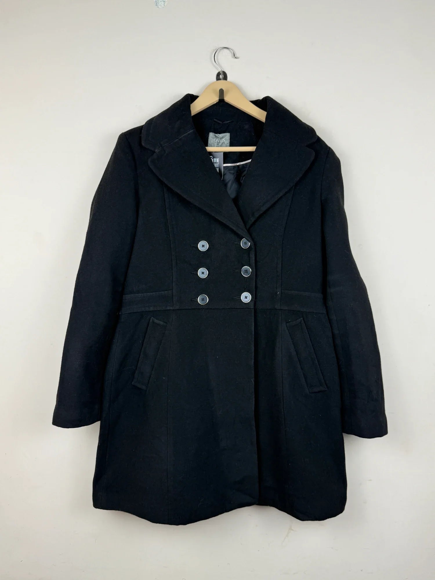 Shop Premium Women's Winter Long Coat by OSIS | Preloved Branded Clothes | Black Polyester | Women | OTS Thrift Store Peshawar Pakistan