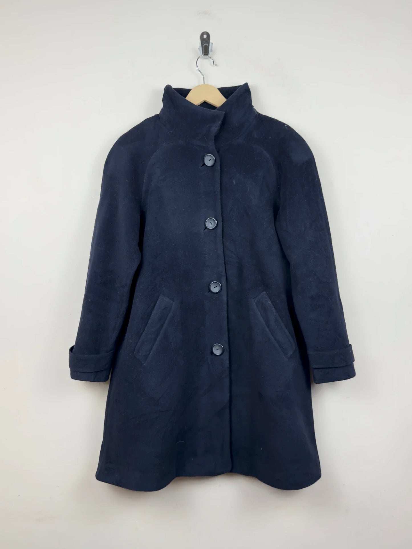 Women's Winter Long Coat | Marks & Spencer | Preloved Branded | Navy Polyester | Good | OTS Thrift Store Peshawar Pakistan