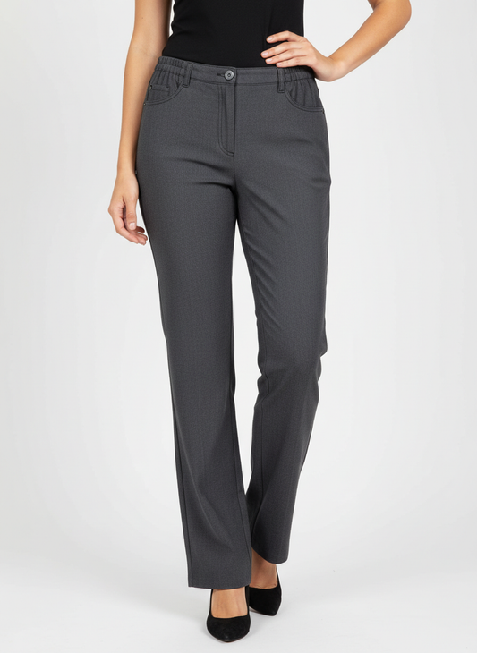 Grey Womens High Waist Pant Trouser (WPT-108)
