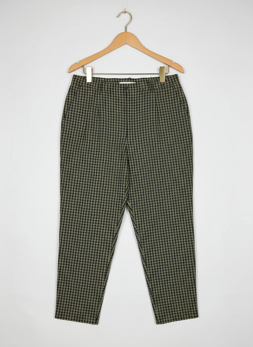 Shop Premium Womens Pants & Trousers by Cut Label | Preloved Branded Clothes | Green Checuked Polyester | Women | OTS Thrift Store Peshawar Pakistan