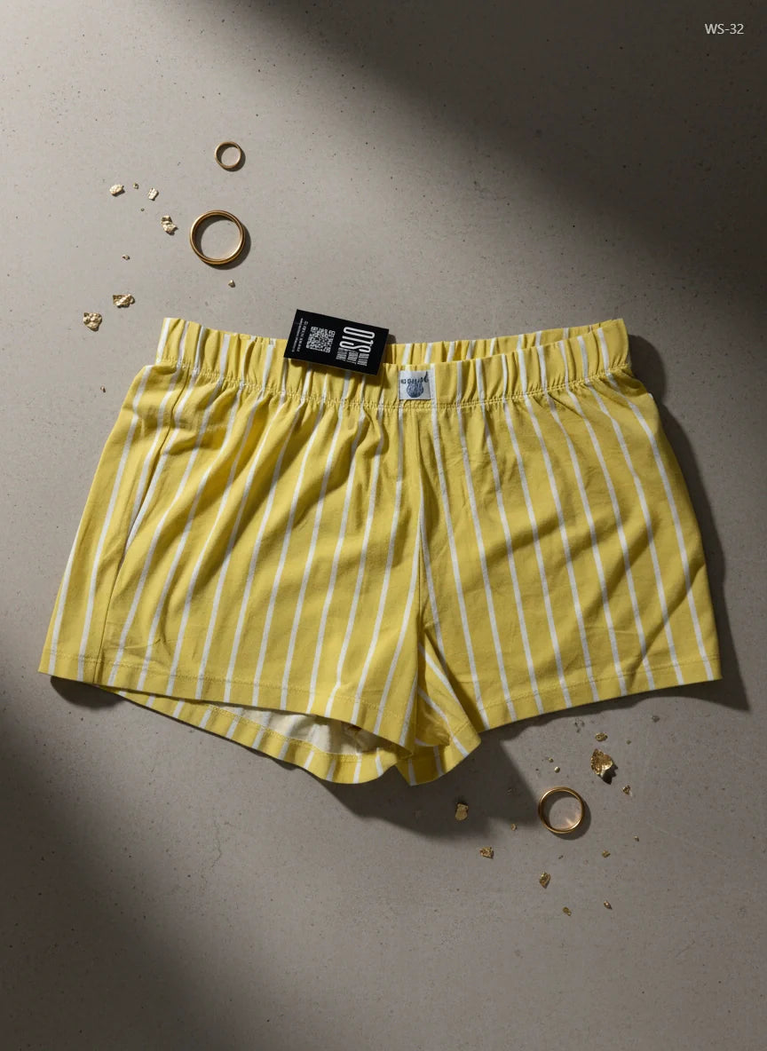 Womens Shorts | F&F | Preloved Branded | Yellow Cotton | Premium | OTS Thrift Store Peshawar Pakistan