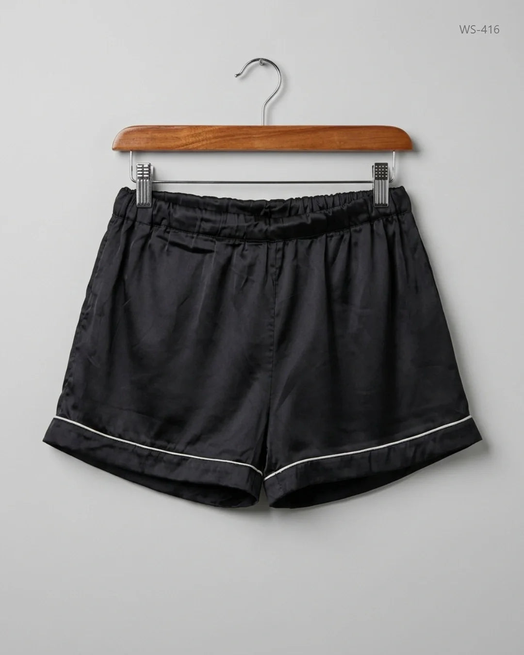 Secondhand Branded Womens Shorts by PRETTYLITTLETHING, Black SILK fabric, Good condition, for Women - Online Thrift Shop Peshawar Pakistan