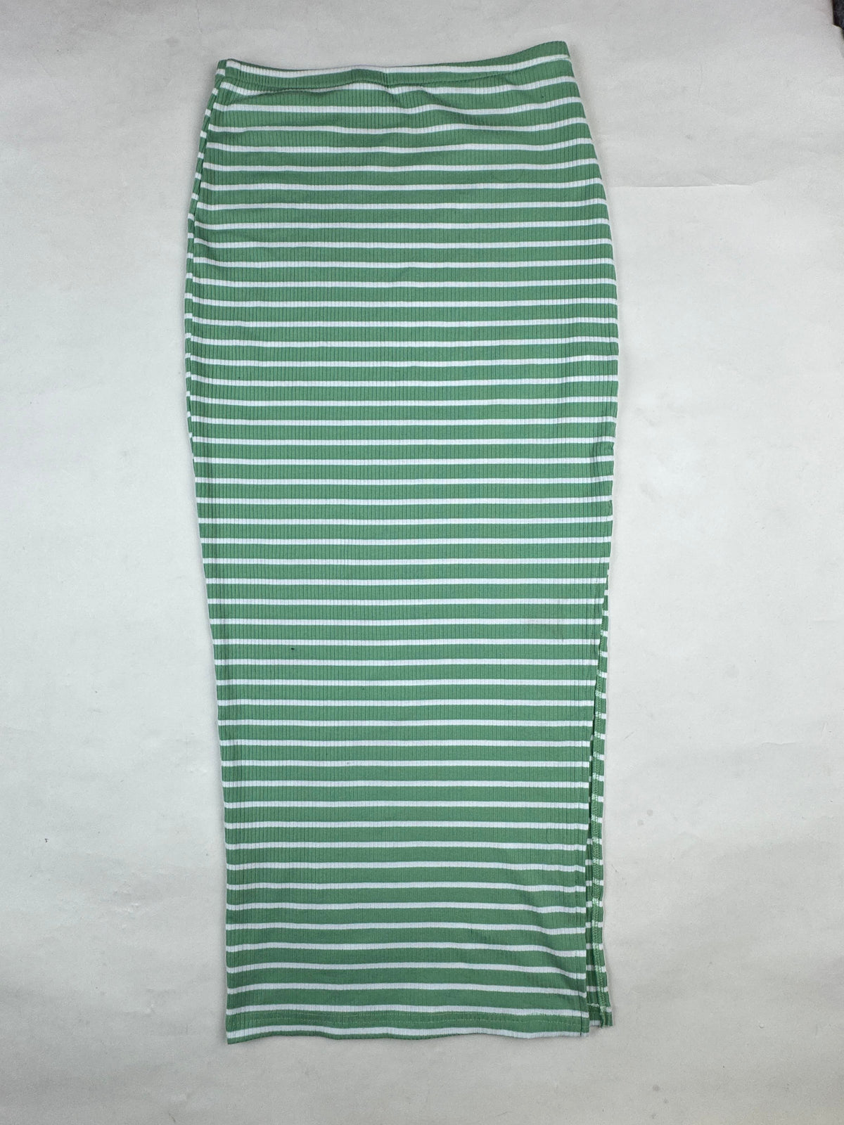CUT LABEL Green Ribbed Striped Midi Skirt buy preloved clothing online Pakistan - image 2