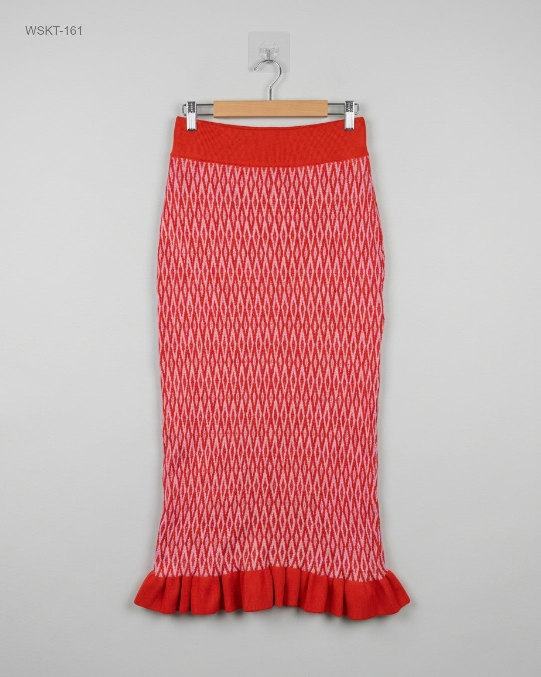 SAVIDA Orange Knit Ruffle-Hem Midi Skirt buy preloved clothing online Pakistan