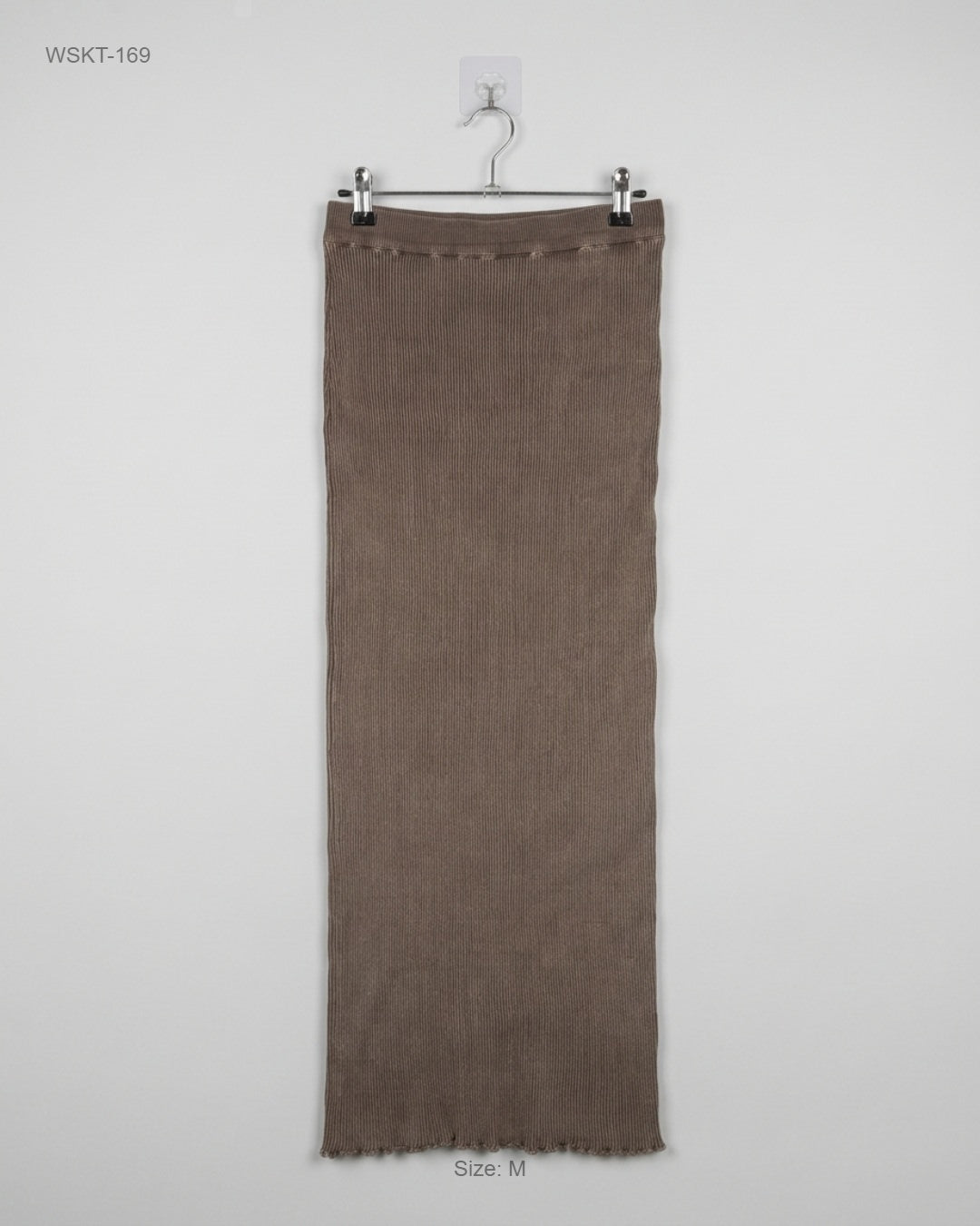 Stradivarious Brown Ribbed Column Maxi Skirt buy preloved clothing online Pakistan