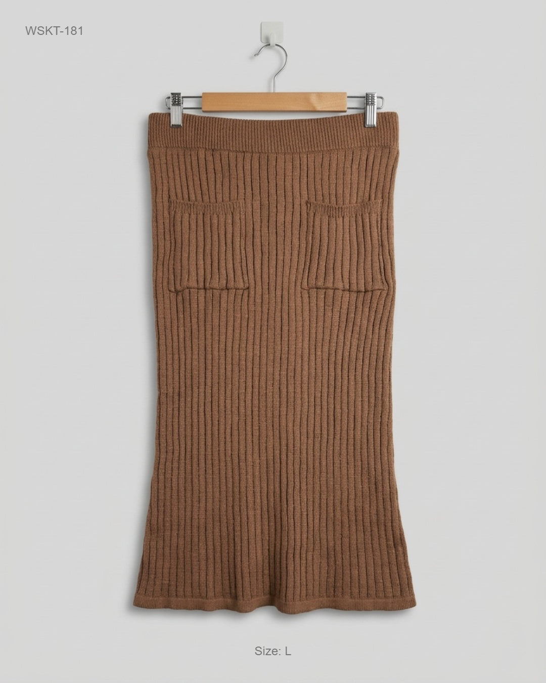 CUT LABEL Brown Ribbed Knit Skirt buy preloved clothing online Pakistan