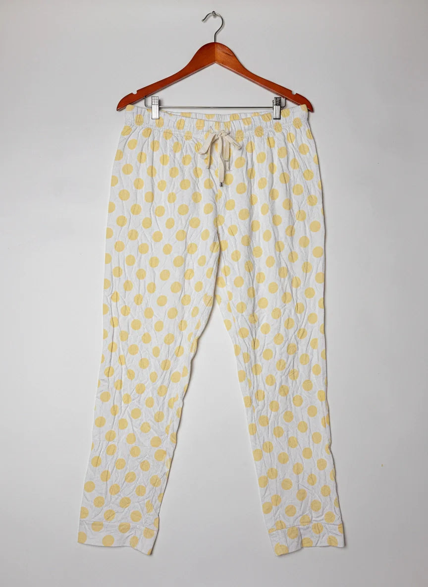 UK Imported secondhand Womens Summer Trousers - Primark brand, WHITE YELLOW Polyester, Premium condition, for Womens - Online Thrift Store Karachi Pakistan