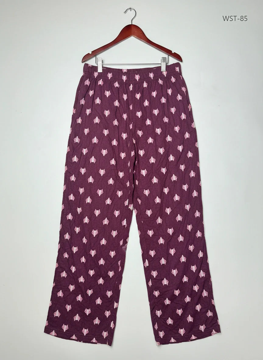 UK Imported secondhand Womens Summer Trousers - F&F brand, Maroon Cotton, Excellent condition, for Womens - Online Thrift Store Karachi Pakistan