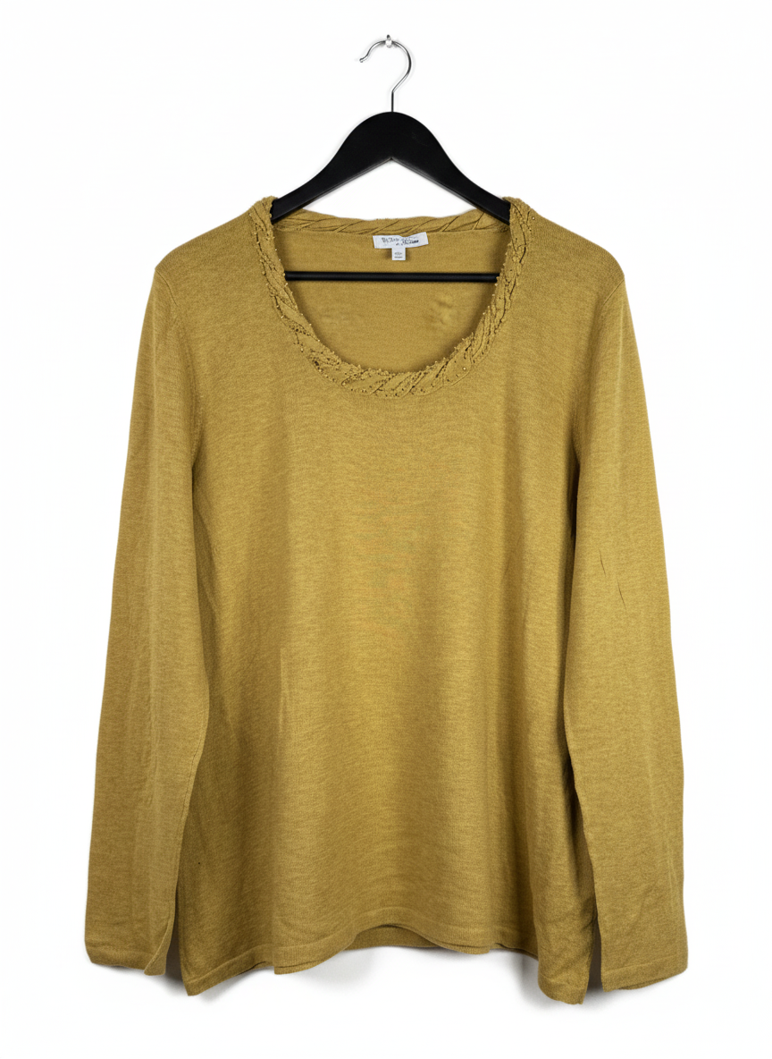 UK Imported secondhand Winter Knitted Tops - GEORGE brand, YELLOW COTTON, EXCELLENT condition, for Women - Online Thrift Store Karachi Pakistan