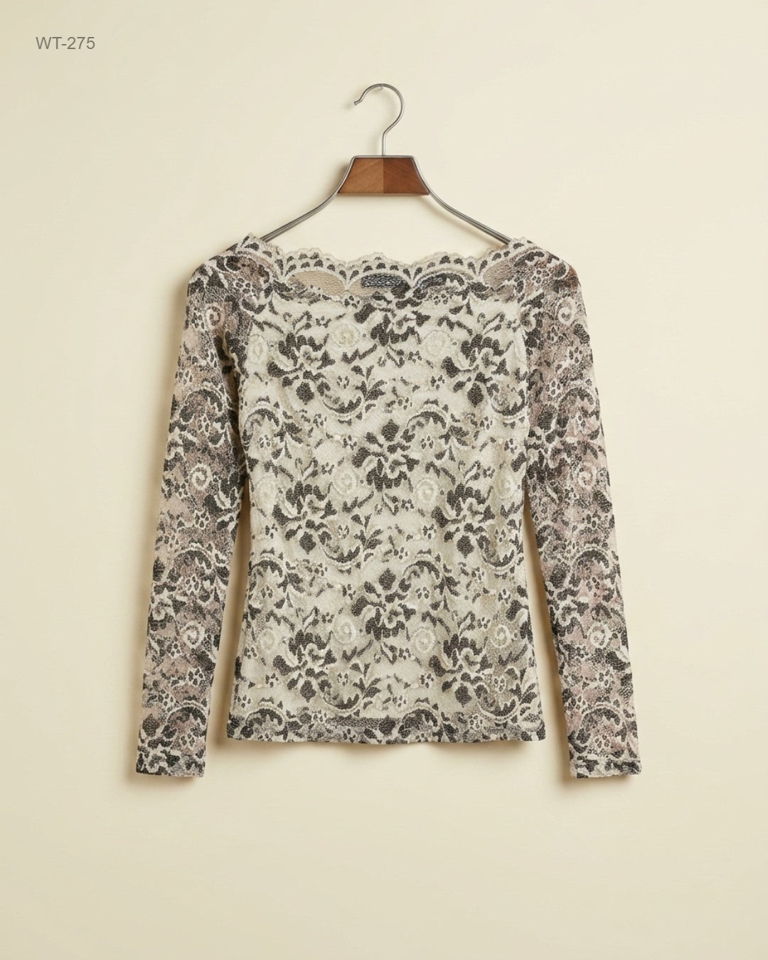 FRANSA (WT-275) Long-Sleeve Lace Top