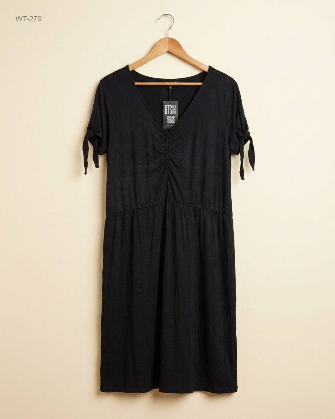 JANINA (WT-279) V-Neck Ruched T-Shirt Dress