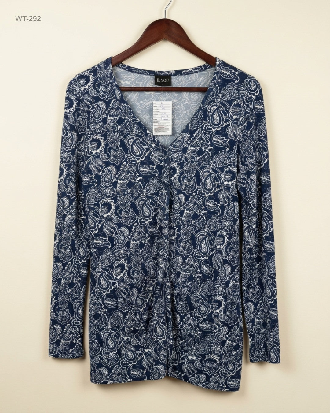 B. YOU (WT-292) Long-Sleeved Paisley Cardigan