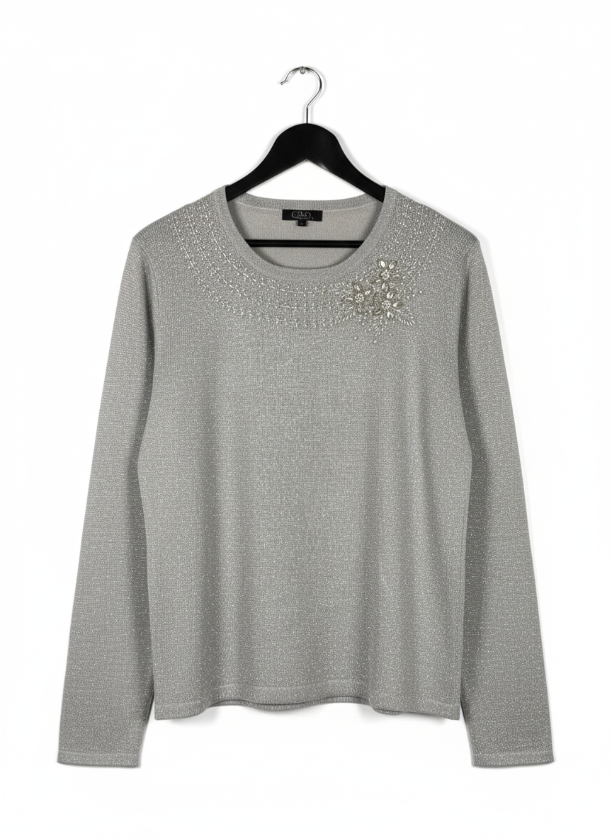 Shop PREMIUM Winter Knitted Tops by BM | Preloved Branded Clothes | GREY ACRYLIC | Women | OTS Thrift Store Islamabad Pakistan