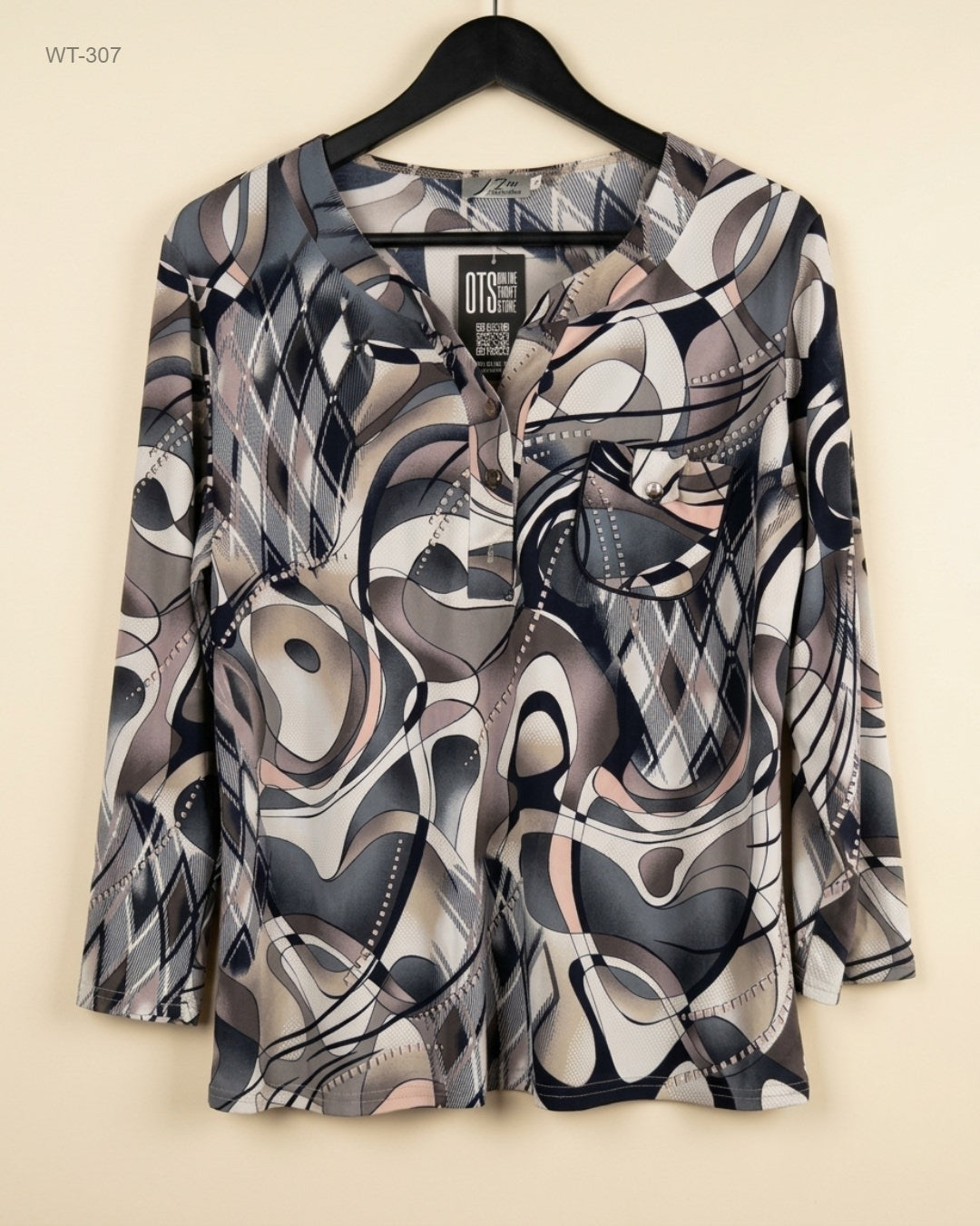 CUT LABEL (WT-307) Long-Sleeve Henley Top