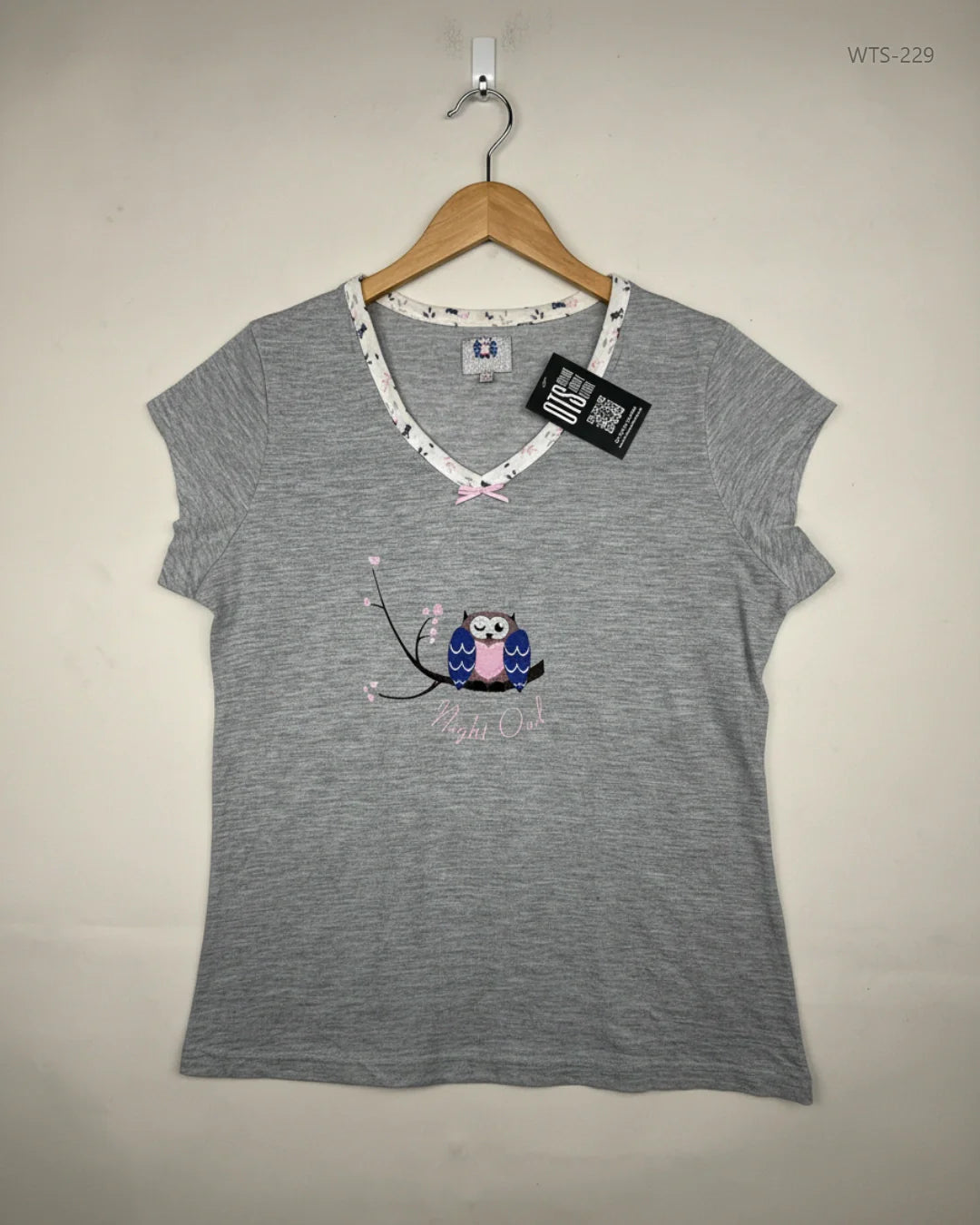 Shop Premium Womens Tshirts by Night Owl | Preloved Branded Clothes | Gray Polyester | | OTS Thrift Store Karachi Pakistan