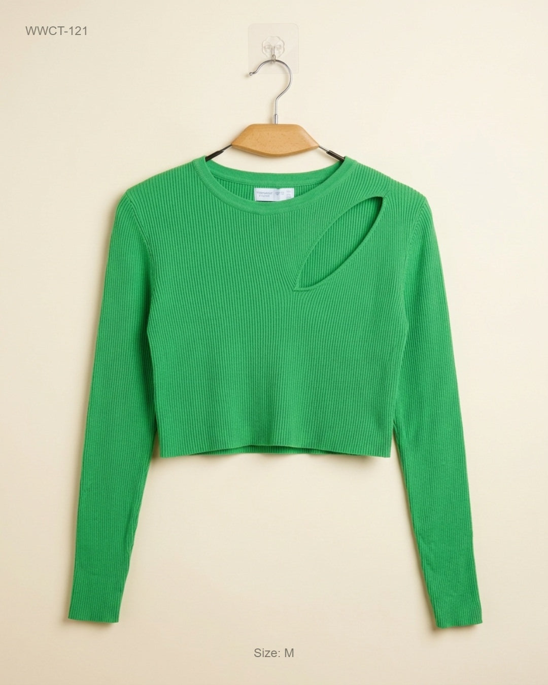 Preloved Premium Women Winter Crop Tops by Primark, Light Green Polyester for Women - OTS Thrift Shop Peshawar Pakistan