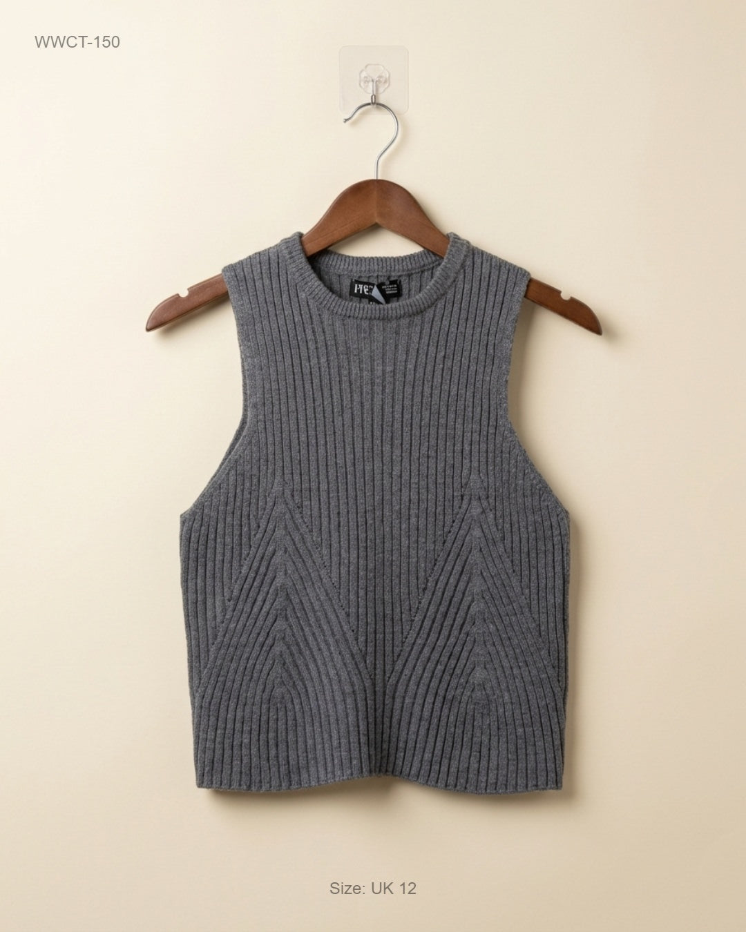 UK Imported secondhand Women Winter Crop Tops - PRETTY LITTLE THING brand, Grey Polyester, Premium condition, for Women - Online Thrift Store Peshawar Pakistan