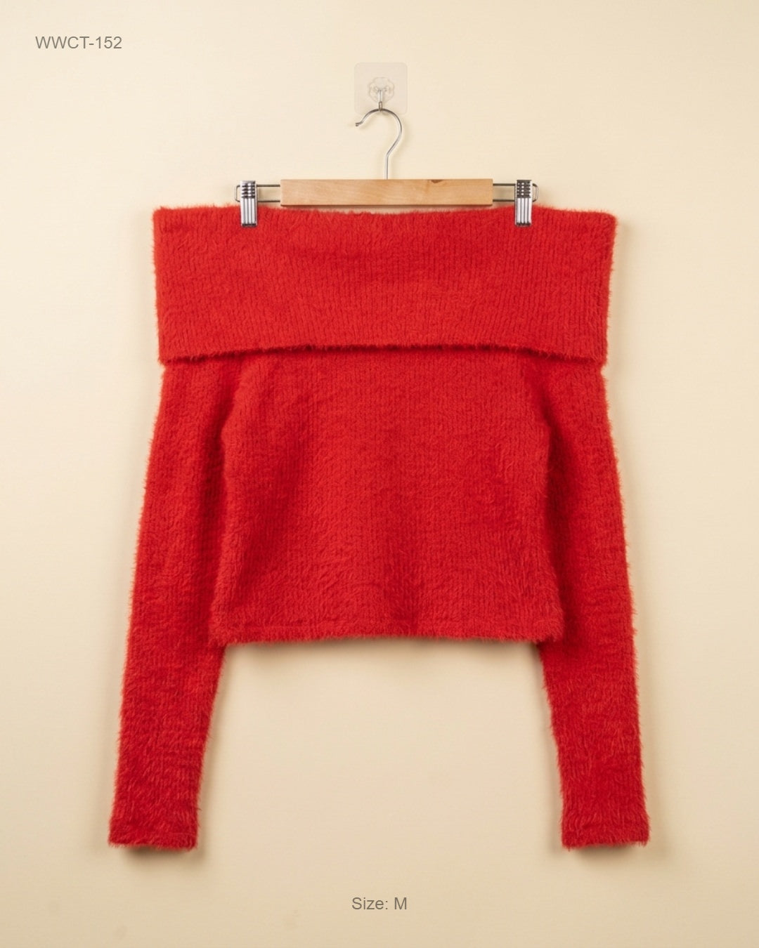 Preloved Premium Women Winter Crop Tops by ASOS, Red Polyester for Women - OTS Thrift Shop Peshawar Pakistan