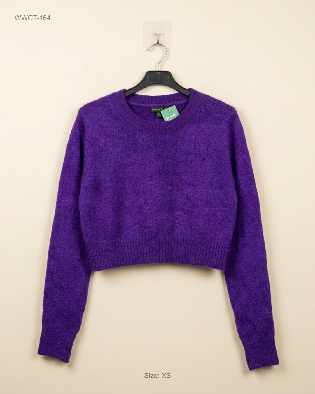 Preloved Premium Women Winter Crop Tops by Stradivarius, Purple Polyester for Women - OTS Thrift Shop Peshawar Pakistan