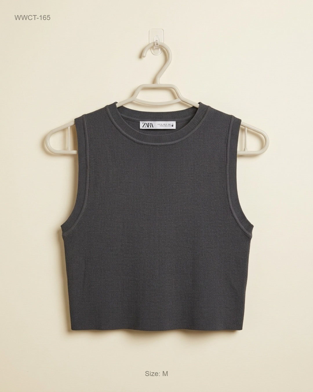 UK Imported secondhand Women Winter Crop Tops - Zara brand, Grey Cotton, Premium condition, for Women - Online Thrift Store Peshawar Pakistan