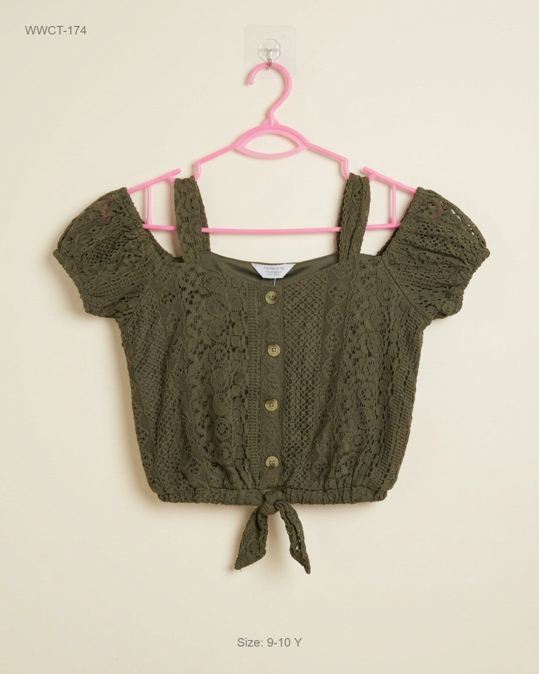 Preloved Premium Women Winter Crop Tops by Primark, Army Green Polyester for Women - OTS Thrift Shop Islamabad Pakistan