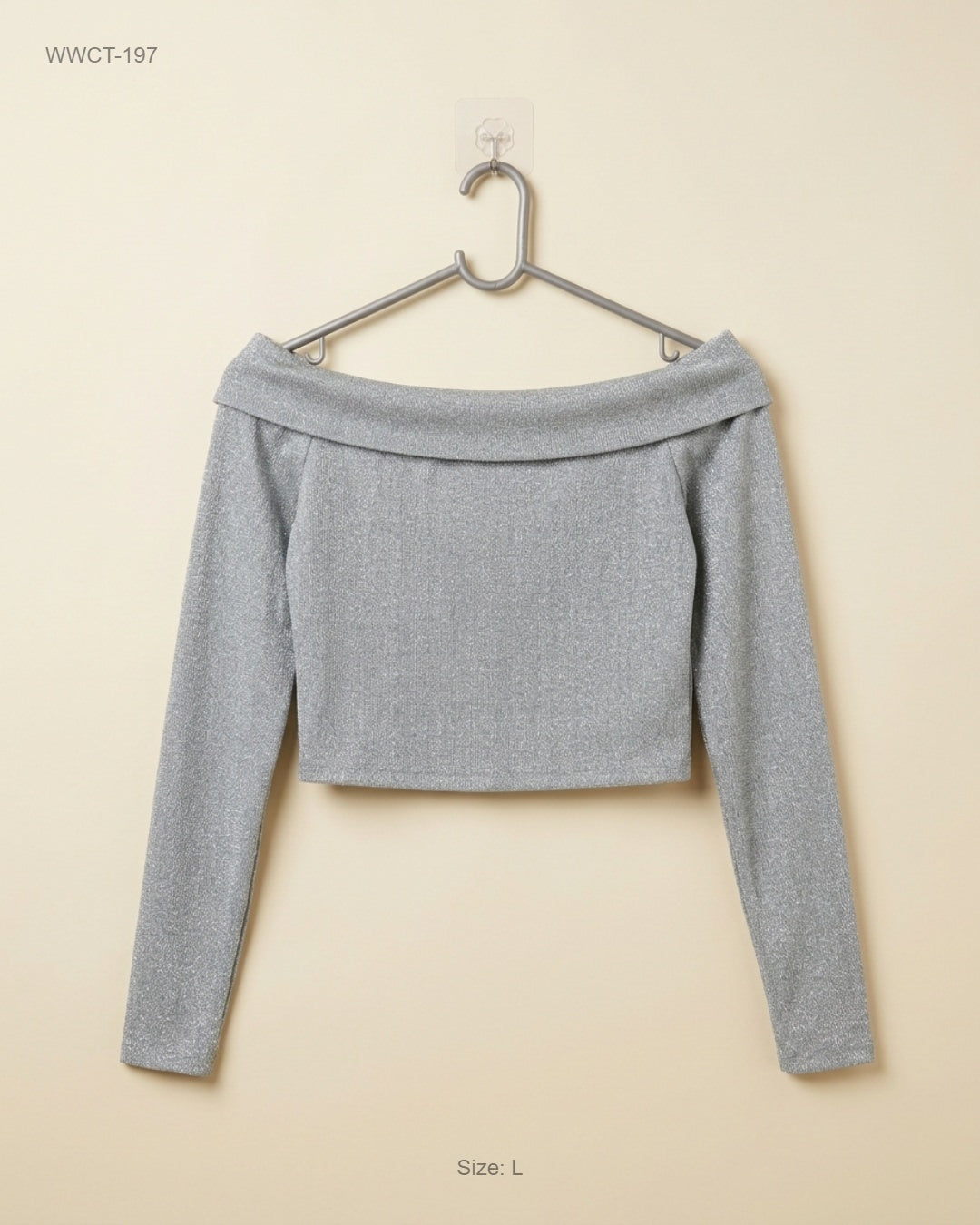 Preloved Premium Women Winter Crop Tops by Bershka, Grey Polyester for Women - OTS Thrift Shop Islamabad Pakistan