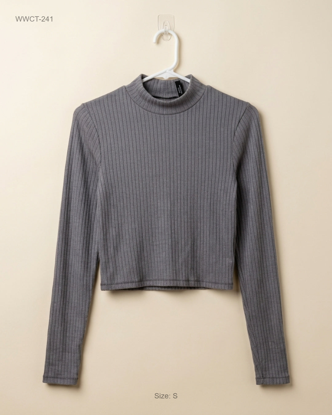 Shop Premium Women Winter Crop Tops by Stradivarius | Preloved Branded Clothes | Light Grey Polyester | Women | OTS Thrift Store Lahore Pakistan