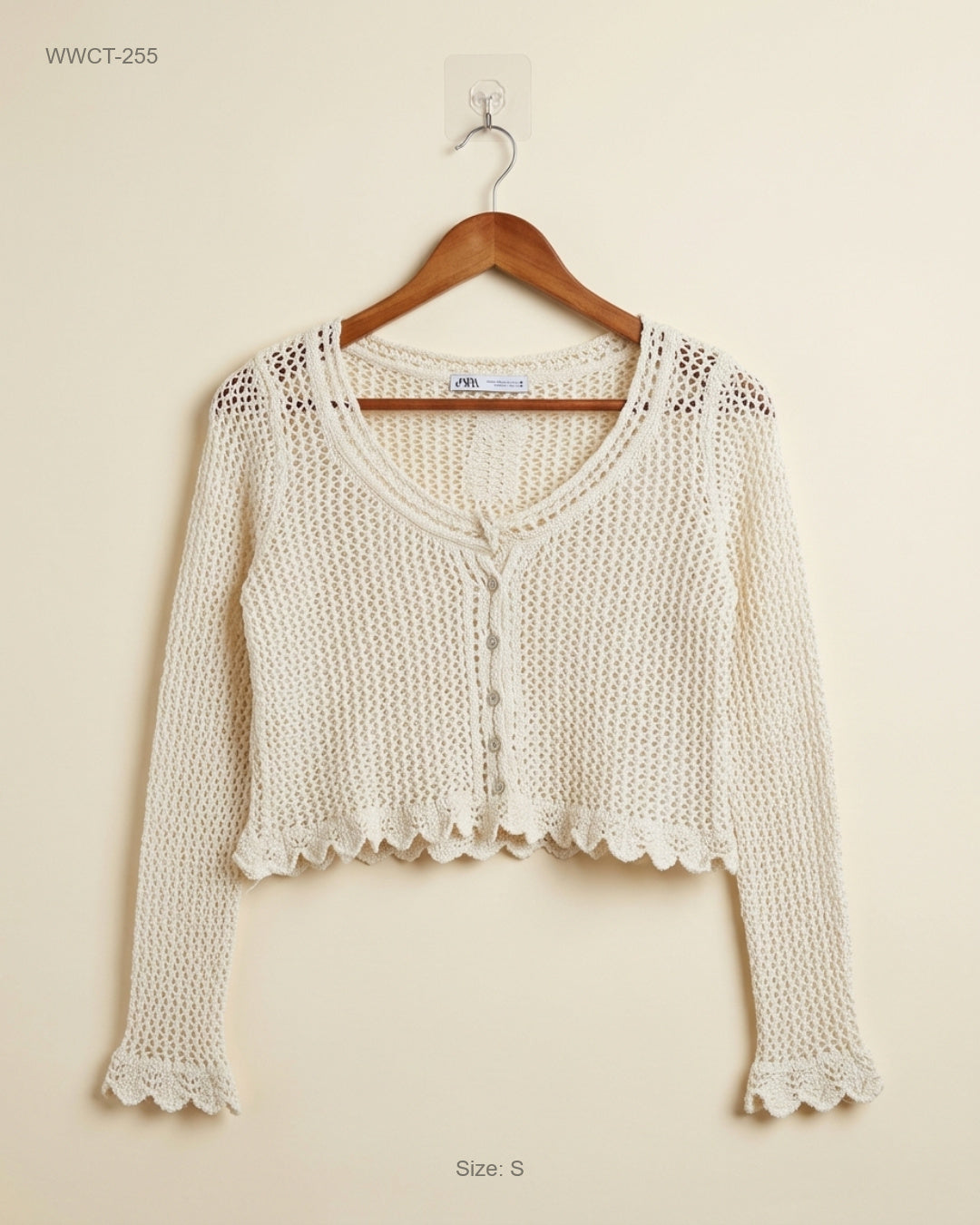 Preloved Premium Women Winter Crop Tops by Zara, OffWhite Polyester for Women - OTS Thrift Shop Lahore Pakistan