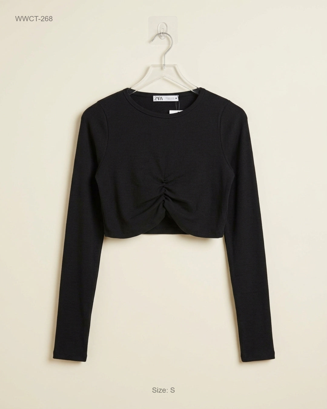 Shop Premium Women Winter Crop Tops by Zara | Preloved Branded Clothes | Black Polyester | Women | OTS Thrift Store Karachi Pakistan