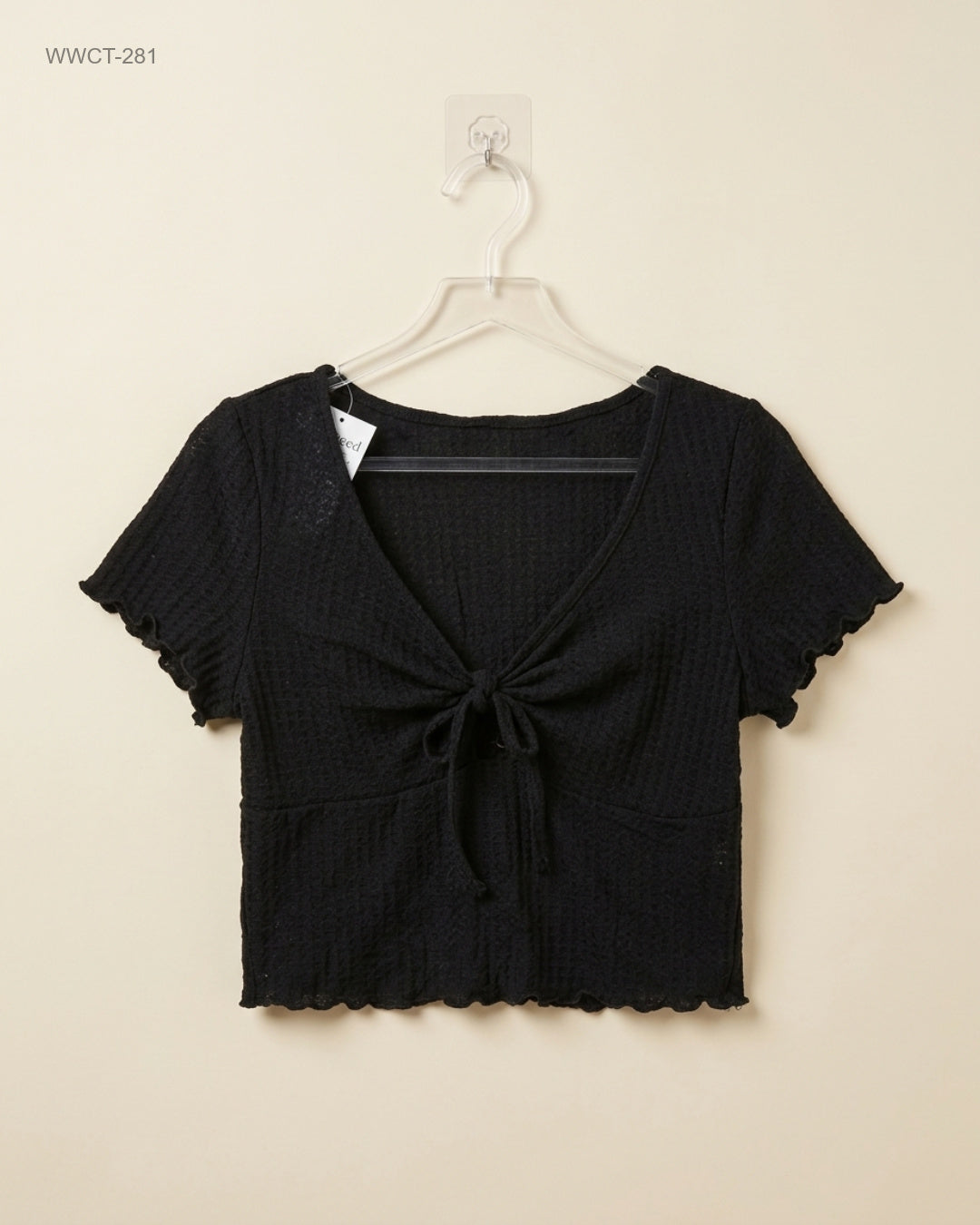 Secondhand Branded Women Winter Crop Tops by Cut Label, Black Viscose fabric, Premium condition, for Women - Online Thrift Shop Peshawar Pakistan