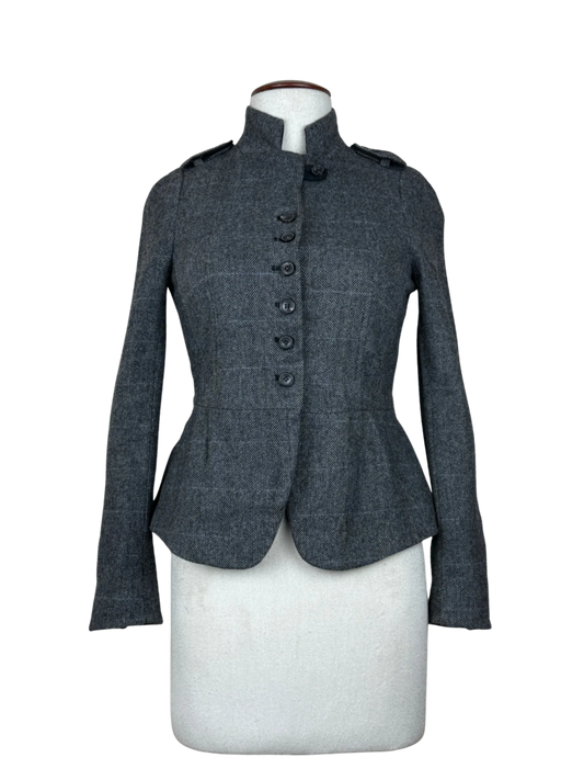 Secondhand Branded Women Bolero Coatt by Zara, Grey Lana Wool fabric, Premium Plus condition, for Womens - Online Thrift Shop Peshawar Pakistan