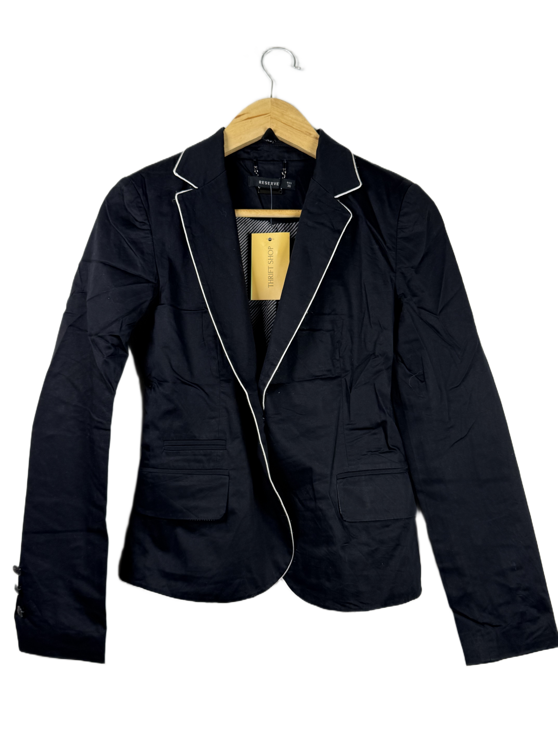 Preloved PREMIUM Bolero Coat by RESERVED, BLACK ACRYLIC for Women - OTS Thrift Shop Islamabad Pakistan