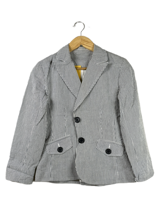 Preloved PREMIUM PLUS Bolero Coat by NEW LOOK, WHITE/BLUE ACRYLIC for Women - OTS Thrift Shop Peshawar Pakistan